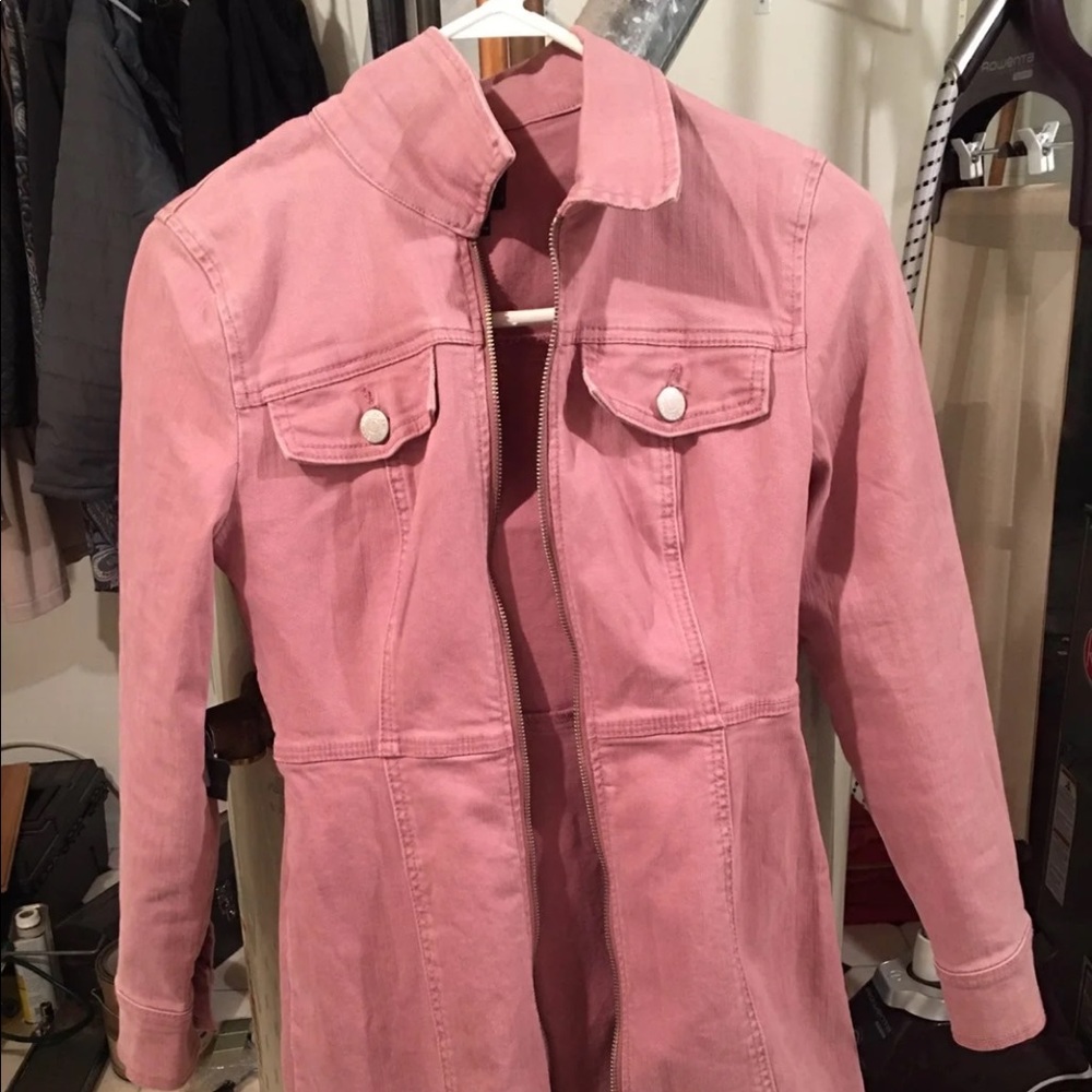 BDG salmon/ pink denim LONG jacket